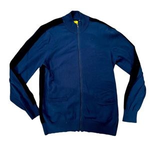 FIVE FOUR MEN’S NAVY BLUE BLACK ZIP UP CARDIGAN SWEATER